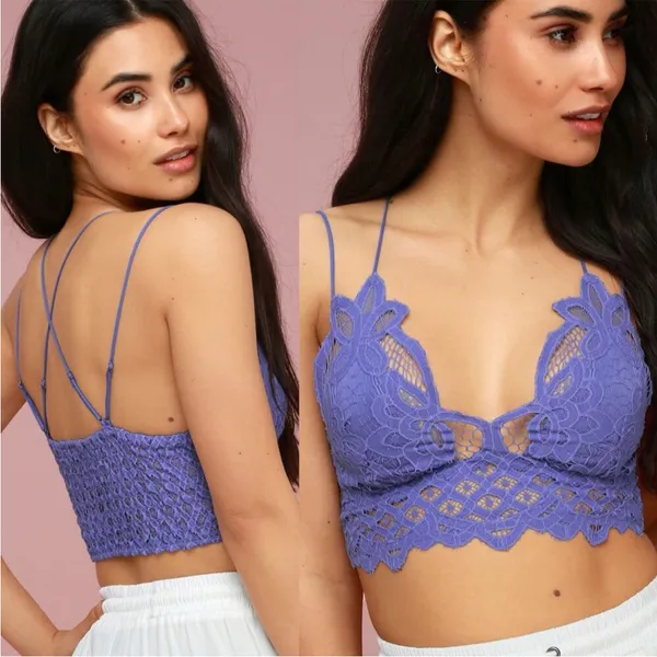 NWT Free People Intimately Adella Lace Bralette Lavender Size Medium - Image 3