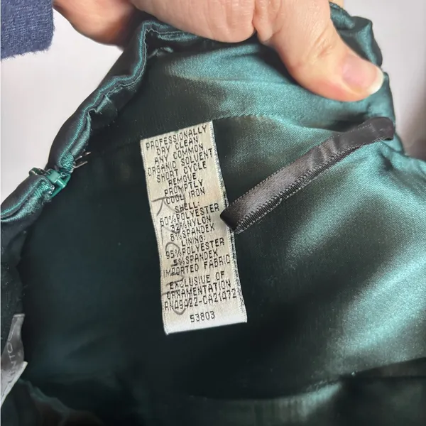 Jessica McClintock Vintage Taffeta Strapless Teal Emerald Green Party Dress - Image 5