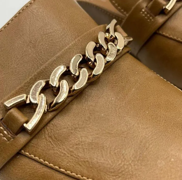 Kim Rogers Brown Emersyn Mules With Gold Chain Accent - Image 3