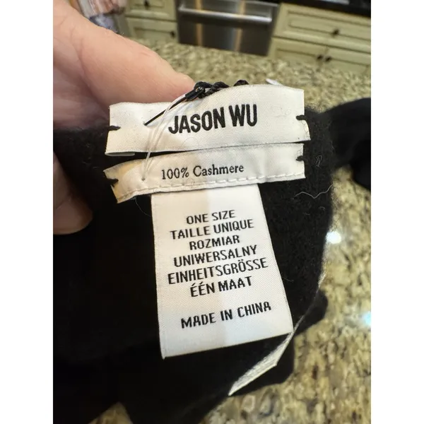 Jason Wu Black 100% Cashmere Hooded Scarf - Image 4