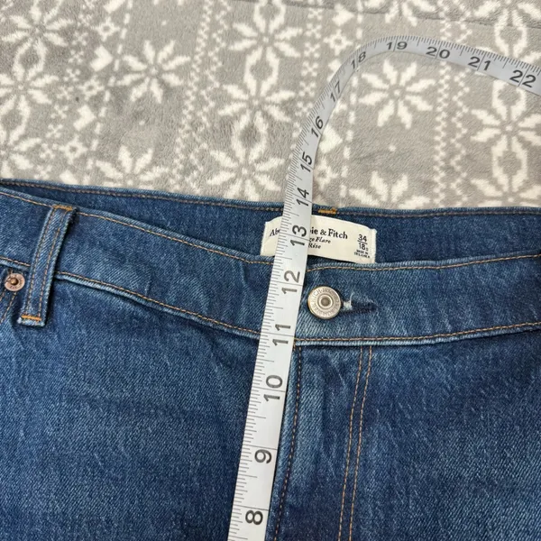 Abercrombie & Fitch The Vintage High Rise‎ Flare Raw Hem Medium Wash 34/18 Short - Image 10