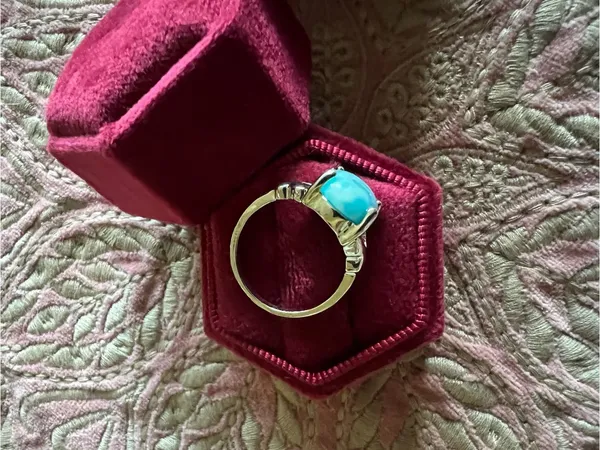 Sterling Silver Blue Oval Gemstone Ring size 8 - Image 2