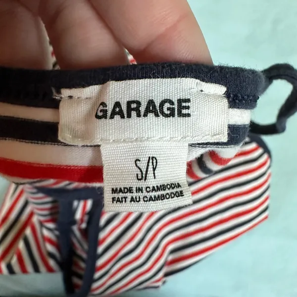 Garage red blue and white striped tank top - Image 3