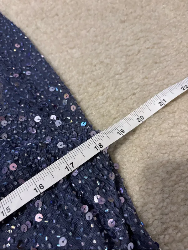 MARINA Sequin Evening Dress Blue Size L - Image 5