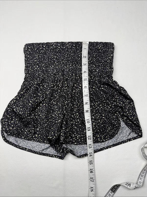 FP Movement by Free People Black Floral Smocked High-Waist Shorts - Image 6
