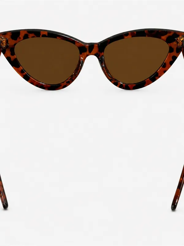 Tortoise Cat Eye Sunglasses Brown Lens Retro Vintage Style Pointed Frame - Image 4