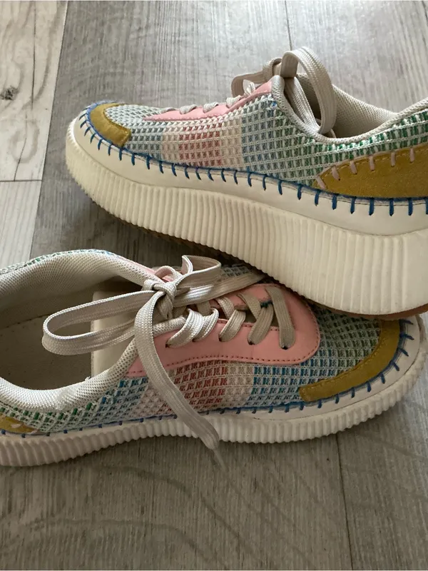 Nicole miller New York patchwork stich platform sneakers size 7 - Image 6