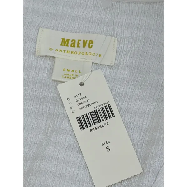 NWT Maeve Anthropologie White‎ Black Trim Ruffle Cropped Cardigan S - Image 8