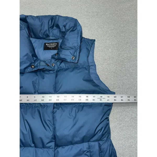 Athleta Women's Puffer Vest Teal Blue Down Filled Full Zip Pockets Downtown Sz M - Image 7