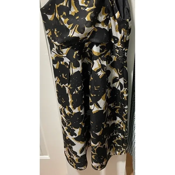 OUTBACK RED Floral Halter‎ Neck Knee Length Dress Women's Black Tan White Size 8 - Image 6