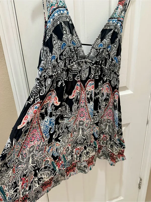 Free People Printed Mini Slip Dress Medium - Image 9