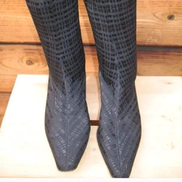PREVATA Black Fabric Stretch Knee High Boots Black Size 8 - Image 2
