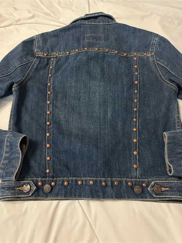 Polo Jeans Co. by Ralph Lauren Dark Blue Vintage Studded Denim Jacket - Size M - Image 6