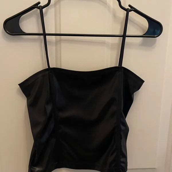 Miss California Apparel Black Camisole Top Slip Shiny‎ USA Goth 90s Vintage - Image 2