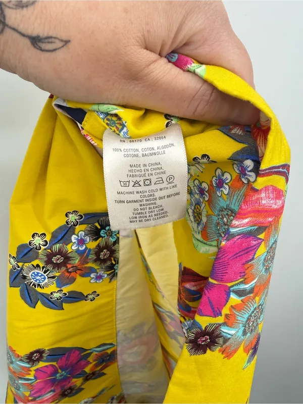 Anthropologie Maeve Sunniva Floral Yellow Shift Dress‎ Ribbon Straps Size XS - Image 7