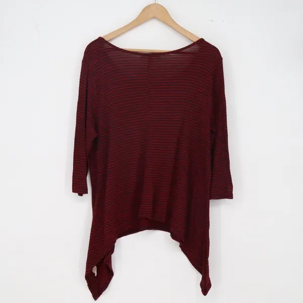 C'est La Vie Top Womens 2X Burgundy Striped Sharkbite Hem Excellent - Image 4