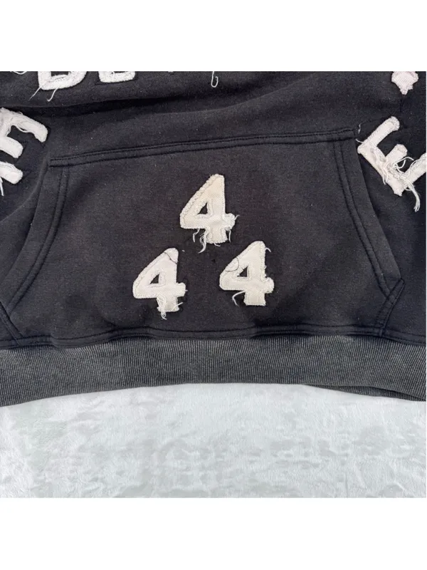Eternally Devine Hoodie Sweatshirt Distressed Religious Cross Novelty Grunge - Image 7