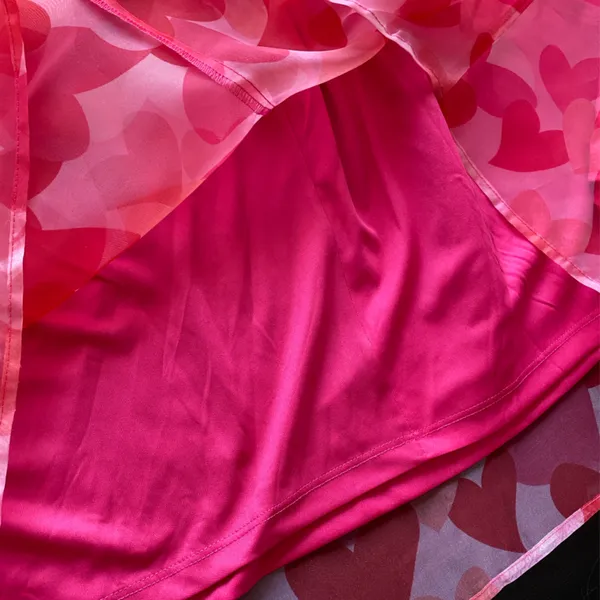 Her Destiny Red & Pink‎ Hearts Sheer Women’s Skirt Size L - Image 8