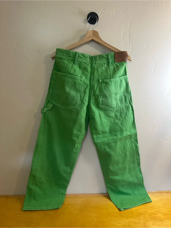 We the Free Easton Workwear Low Rise Wide Leg Cargo Jeans in Bright Green 26 - Image 9