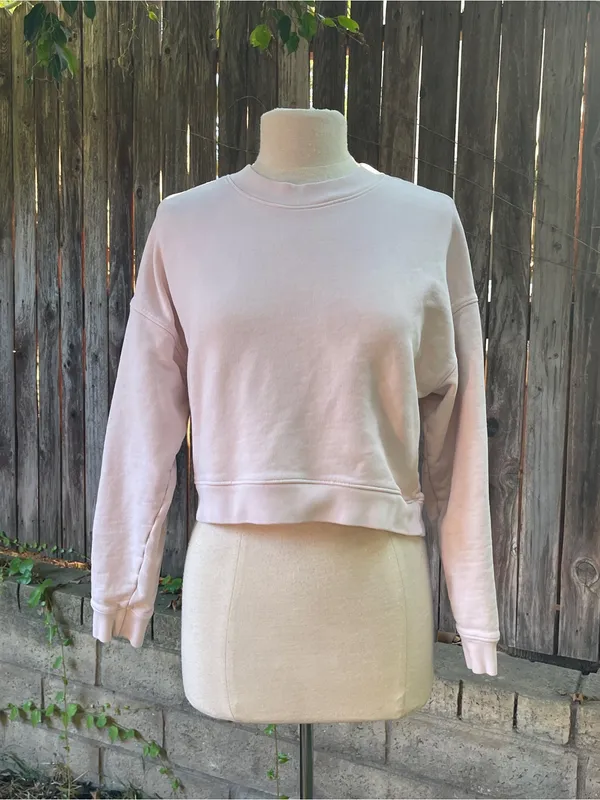 MATE the Label Organic Fleece Shrunken Crew Neck Sweatshirt Bone M streetwear - Image 3
