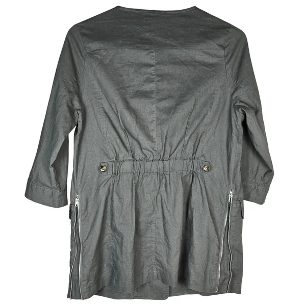Mittoshop Gray Hemp Cotton Blend Button Up Utility Jacket 12970 Womens Medium - Image 4