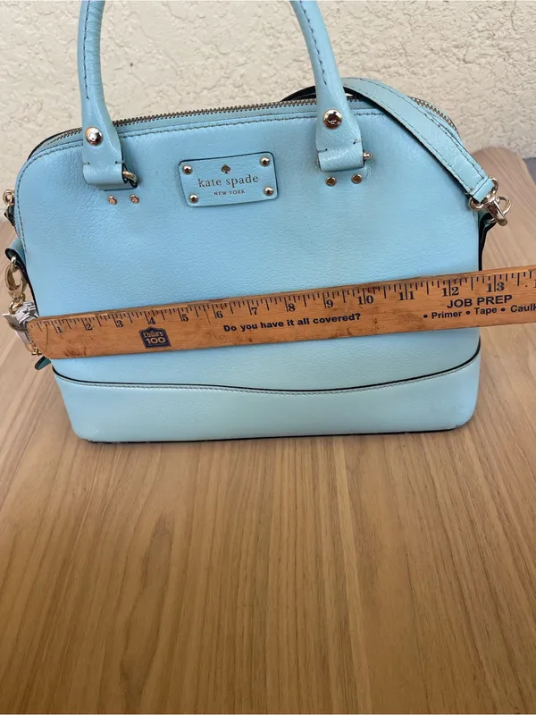 kate spade Baby Blue Leather Dome Satchel with Crossbody Strap - Image 14