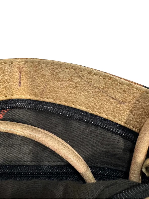 Magnifique Vintage Abstract Hand Painted Genuine Leather Half Moon Crossbody Bag - Image 12