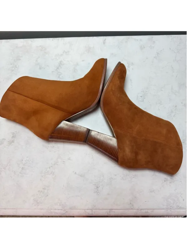 Joe's Jeans Trisha Suede Ankle Boots Brown Stacked Heel Size 7.5 - Image 6