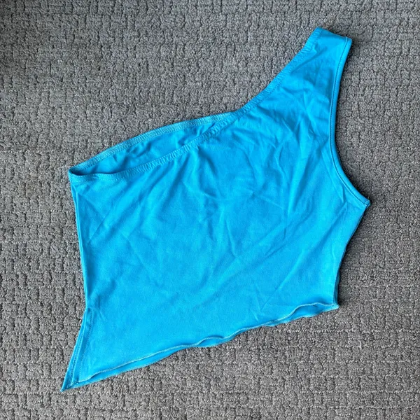 Asymmetrical Floral Tank Top Blue - Image 3