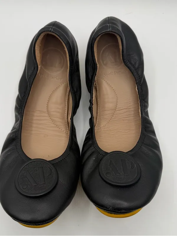 April Parker Perfect Flat Womens 8 Black Leather Ballet Flats Comfort Shoes - Image 2