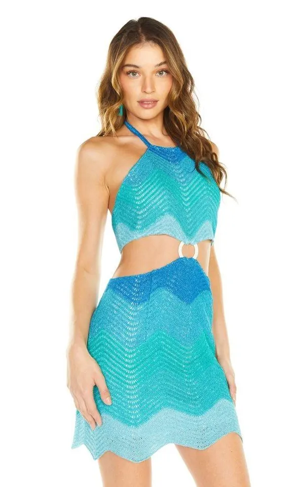 Lisa Maree Soul Chaser Dress in Ombre Blue Crochet Size M NWOT - Image 3
