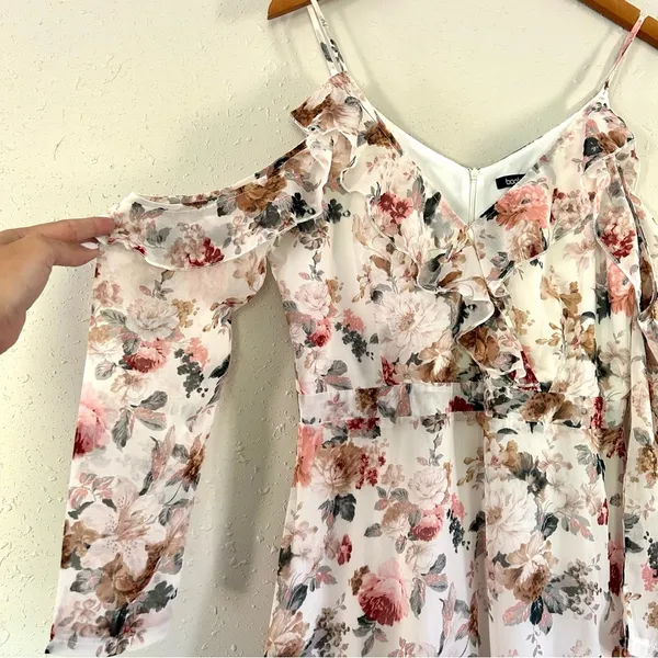 🦋 Boohoo Floral Ruffled Midi Dress Size 12 - fit is more US 8/10 - Image 3