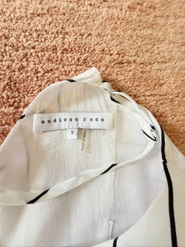 Endless Rose White Black Striped Asymmetrical Bow Cami Top Size S - Image 5