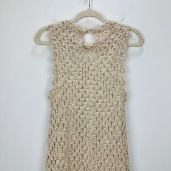 J.Crew Pointelle Sleeveless Sweater Dress Natural Beige Resort Boho Medium NWT - Image 7