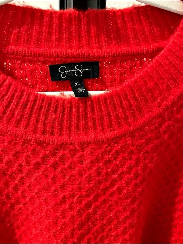 Jessica Simpson Textured Knit Sweater in Red XL - Image 4