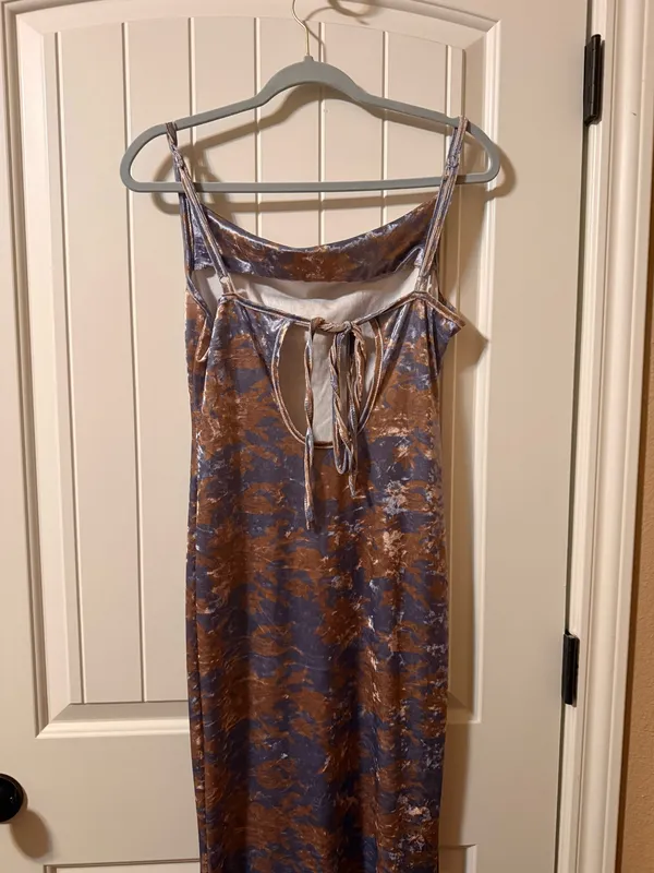 Velvet Floral Cowl Neck Maxi Dress - Image 4