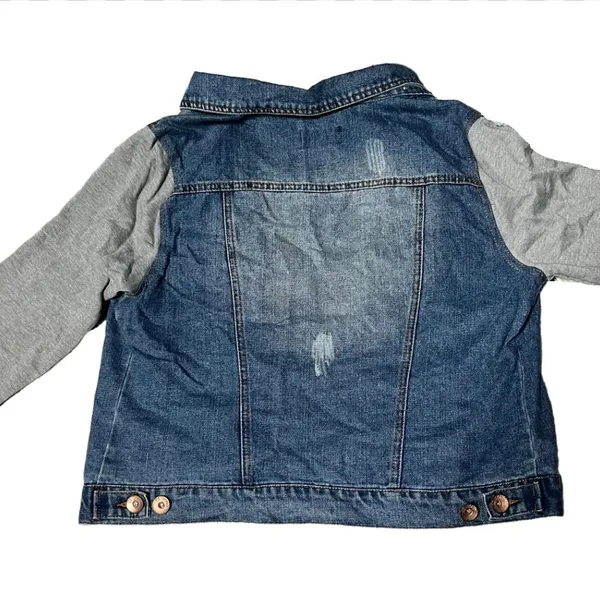 L Ci Sono Blue Gray Polyester DenimJean Jacket Sweatshirt Autumn Casual Women’s - Image 3