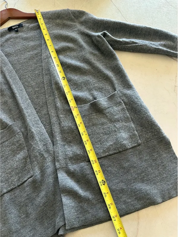 Quince 100% Merino Wool Open Front Cardigan Sweater Pockets Gray Women’s Medium - Image 9