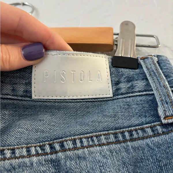 Pistola Dark Blue Frayed Straight Leg Jeans - Image 6