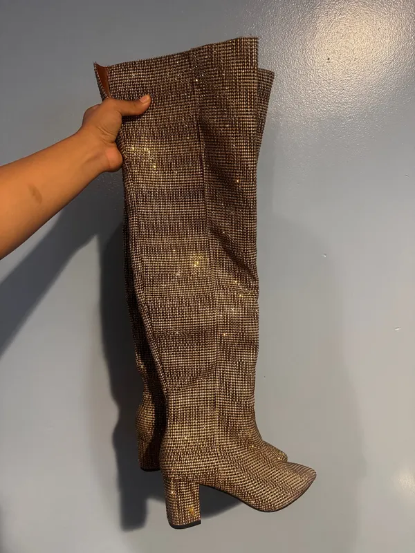 Kurt Geiger London Women's Burlington Over-the-Knee Crystal Houndstooth Boots Size: 35.5 - Image 2