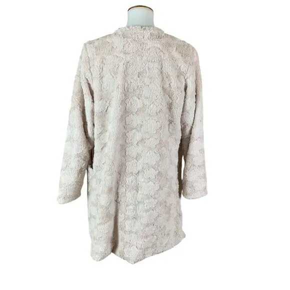 The Linen Duck Beige Textured Faux Fur‎ Open Front Cardigan Small Soft Plush - Image 5