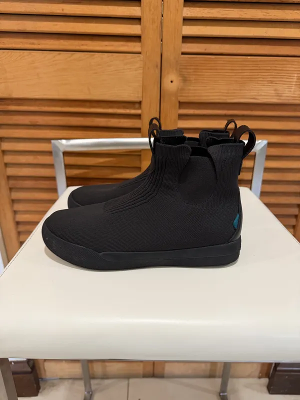Vessi Weekend Chelsea Boots Waterproof Black Knit Slip On Sneaker Shoes W6 - Image 4