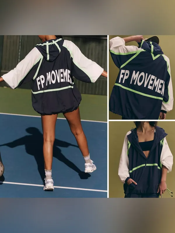 NWT Free People FP Movement Care FP Like The Wind Logo Jacket - midnight navy- M - Image 2