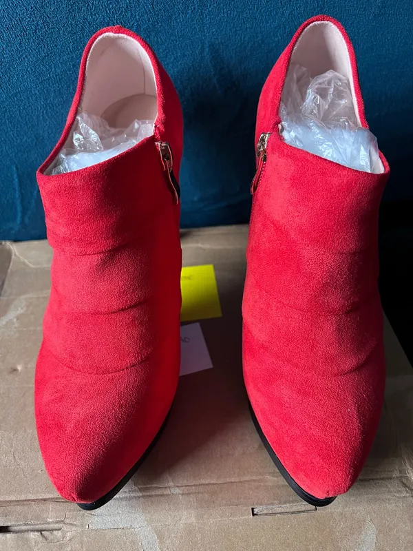 Rust Faux Suede Stiletto Ankle Booties Pointed Toe US 8.5 EU 39 New - Image 2