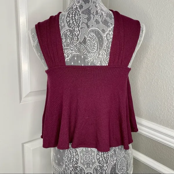 FREE PEOPLE Womens XS Ribbed Square Neck Reversible Flowy Crop Tank Top - Image 3