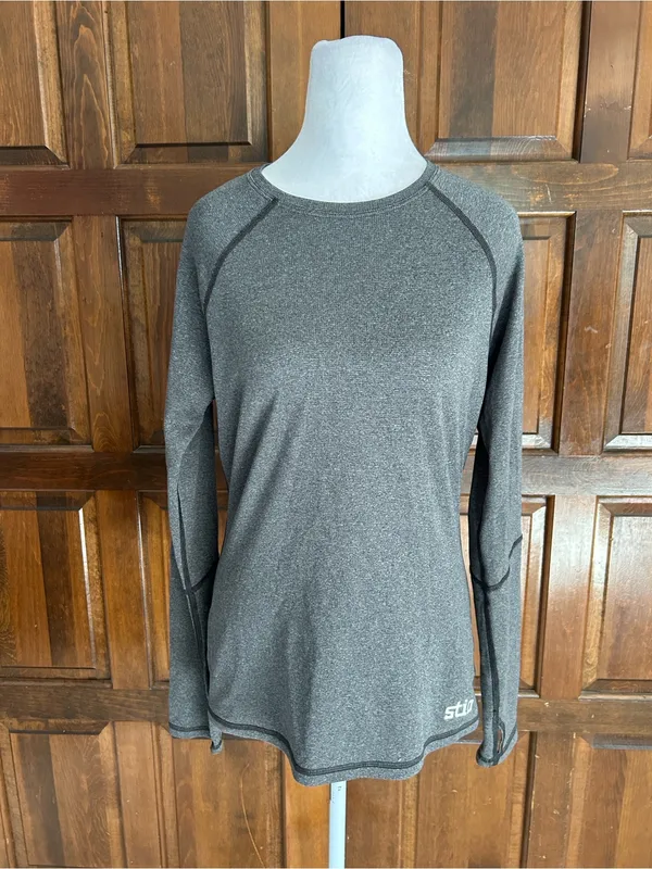 Stio Women’s Medium Notion Stretch Knit Long Sleeve Shirt Gray Crew Neck - Image 2