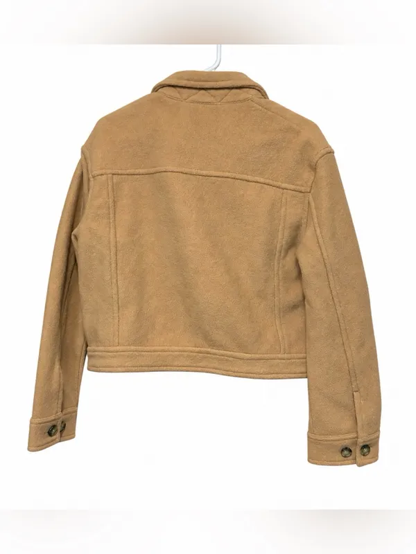 Wilfred Free Shirt Jacket Womens Size M Tan Autumn Shacket Merino Wool Aritzia - Image 4