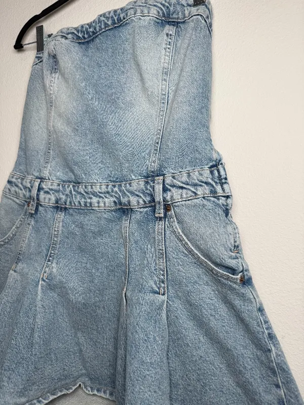 Zara Denim Strapless Mini Dress Size Medium - Image 7