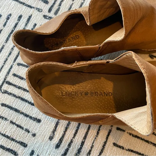 Lucky Brand Caramel Brown Leather Almond Toe Ankle Boots Size 10 - Image 6