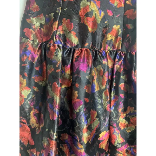 David Meister Vintage Floral Brocade‎ Strapless Mini Dress Black Multi Size 8 - Image 3